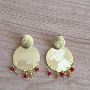 Aros Bañados en Oro con Piedras Naturales D1870