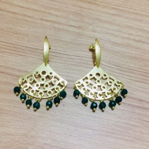 Aros Bañados en Oro con Piedras Naturales D1884