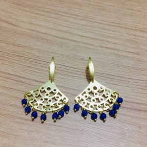 Aros Bañados en Oro con Piedras Naturales D1885