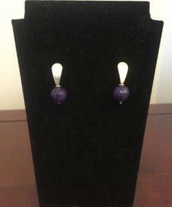 Aros Bañados en Oro con Piedra Natural D1489