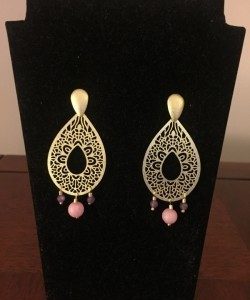 Aros Bañados en Oro con Piedras Naturales D1618