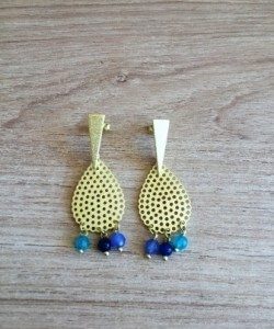 Aros Bañados en Oro con Piedra Natural D1698
