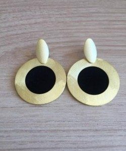 Aros Bañados en Oro con Cuero D1700