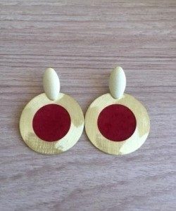 Aros Bañados en Oro con Cuero D1701
