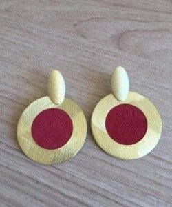 Aros Bañados en Oro con Cuero D1702