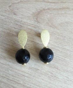 Aros Bañados en Oro con Piedra Natural D1709