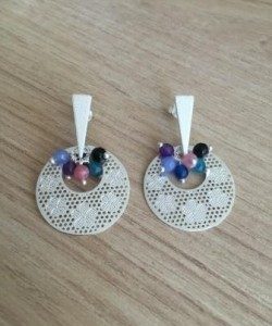 Aros Bañados en Plata con Piedra Natural D1722