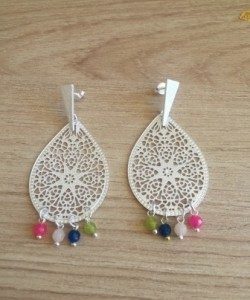 Aros Bañados en Plata con Piedra Natural D1728