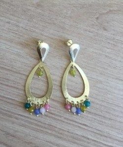 Aros Bañados en Oro con Piedra Natural D1731