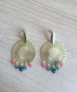 Aros Bañados en Oro con Piedra Natural D1733