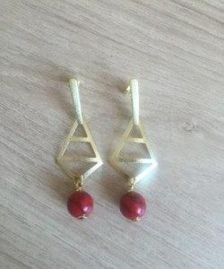 Aros Bañados en Oro con Piedra Natural D1734