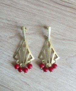 Aros Bañados en Oro con Piedra Natural D1745
