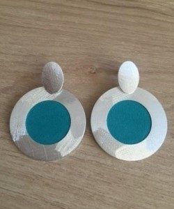 Aros Bañados en Plata con Cuero D1747
