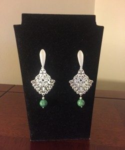 Aros Bañados en Plata con Piedra Natural D1749