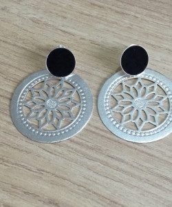 Aros Bañados en Plata con Cuero D1751