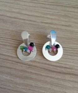Aros Bañados en Plata con Piedra Natural D1754