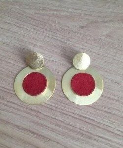 Aros Bañados en Oro con Cuero D1755