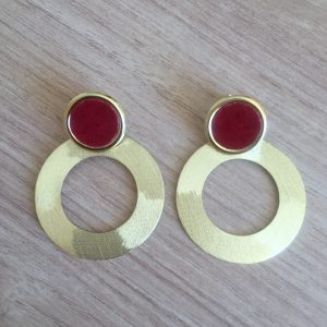 Aros bañados en Oro con Cuero D1767