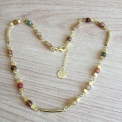 Collar Bañado en Oro con Piedras Natural E5126