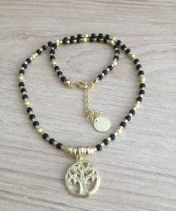 Collar Bañado en Oro con Piedras Natural E5160