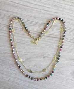 Collar Bañado en Oro con Piedras Natural E5162