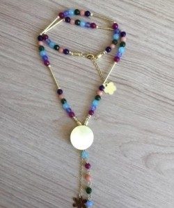 Collar Bañado en Oro con Piedras Natural E5163