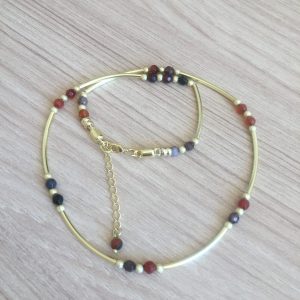 Collar bañado en Oro con Piedras Naturales E5169