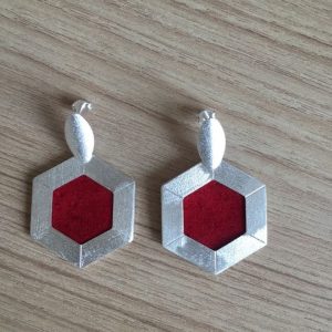 Aros bañados en Plata con Cuero D1802