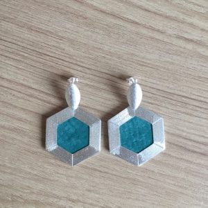 Aros bañados en Plata con Cuero D1801