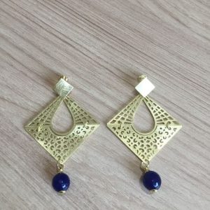 Aros bañados en oro con piedras naturales D1805