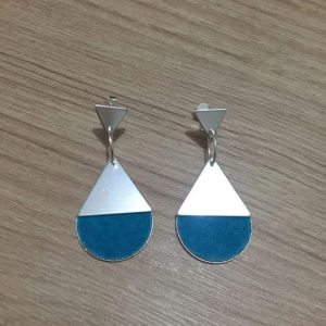 Aros Bañados en Plata con Cuero D1821