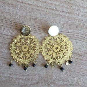 Aros bañados en Oro con Piedras Naturales D1824