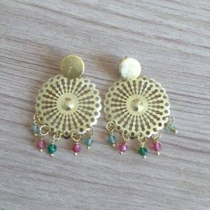 Aros bañados en Oro con Piedras Naturales D1825