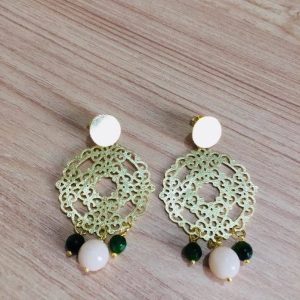 Aros bañados en Oro con Piedras Naturales D1836