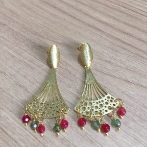 Aros bañados en Oro con Piedras Naturales D1837