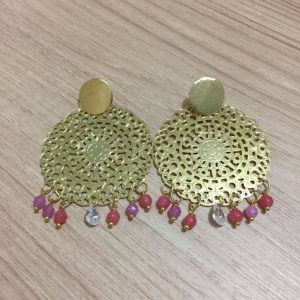 Aros bañados en Oro con Piedras Naturales D1845
