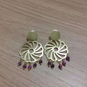 Aros bañados en Oro con Piedras Naturales D1848