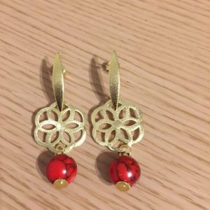Aros Bañados en Oro con Piedras Naturales D1863