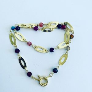 Collar Bañado en Oro con Piedras Naturales 45 cm.