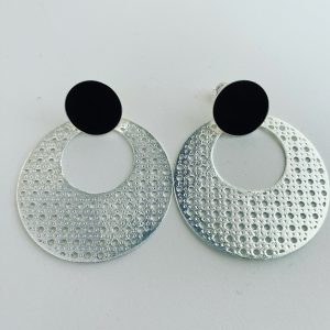 Aros Bañados en Plata con Cuero 5,4 Cm.