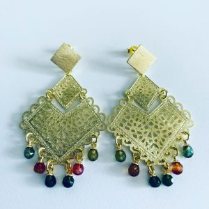 Aros Bañados en Oro con Piedras Naturales
