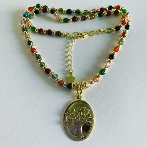 Collar Bañado en Oro con Piedras Naturales 45 cm.