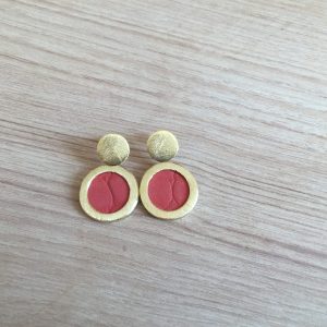 Aros Bañados en Oro con Cuero D1889