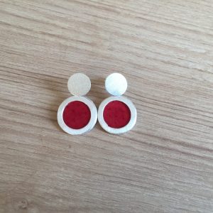 Aros Bañados en Plata con Cuero D1892