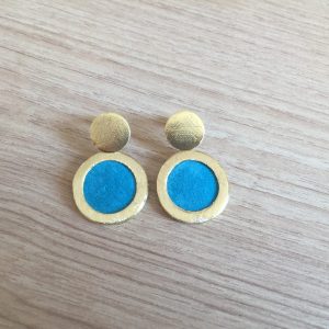 Aros Bañados en Oro con Cuero D1888