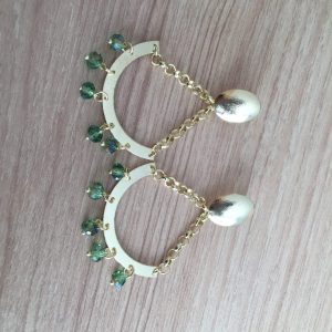 Aros Bañados en Oro con Piedras Naturales D 1942