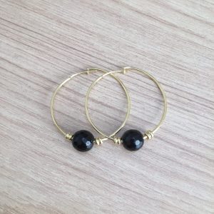 Aro Argolla Bañado en Oro con Piedra Natural D1904