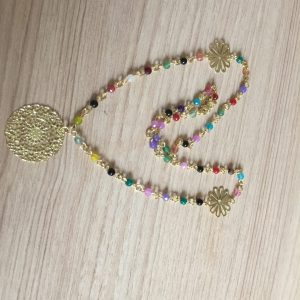 Collar Bañado en Oro con Piedras Naturales E 5219