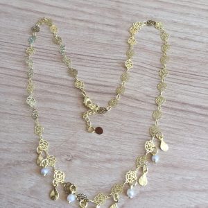 Collar Bañado en Oro con Perlas Naturales E 5206