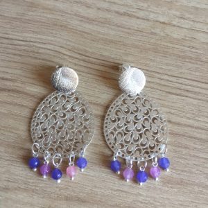 Aros Bañados en Plata con Piedras Naturales D 1940